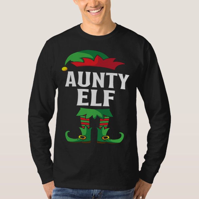 Aunty Elf Costume Christmas Holiday Matching Famil T-Shirt (Front)