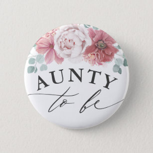 Aunty to be - Dusty Pink Floral Baby Shower Button