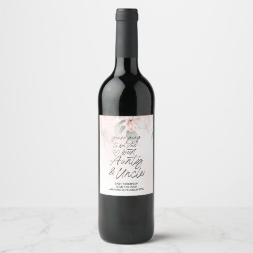 Aunty Uncle to be Pregnancy Announcement New Baby  Wine Label