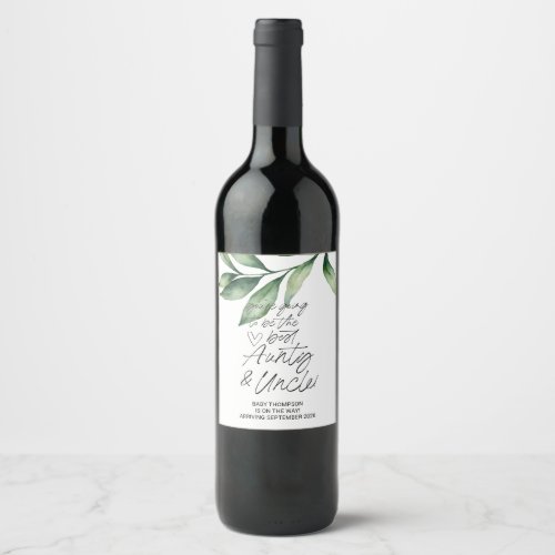 Aunty Uncle to be Pregnancy Announcement New Baby  Wine Label