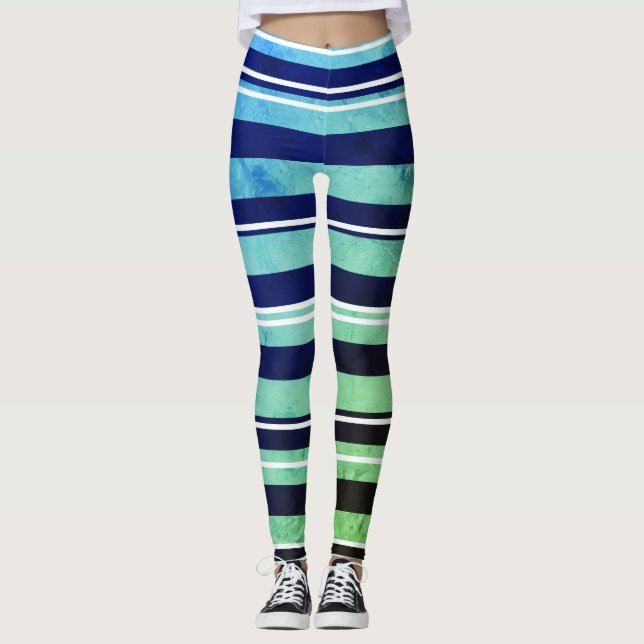 Auqa Stripes Leggings (Front)