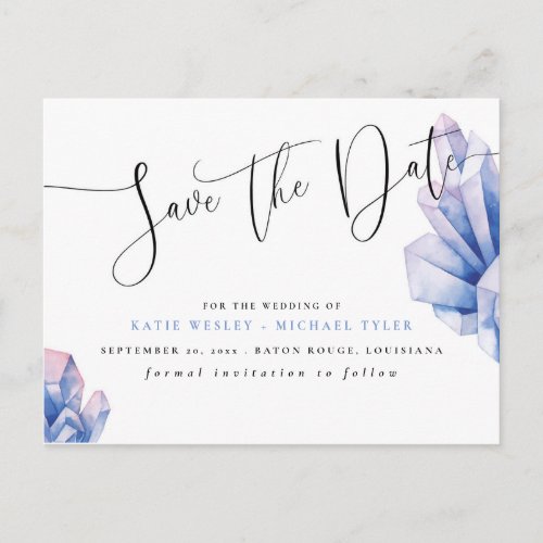 Aura Crystal Amethyst Save the Date Announcement Postcard