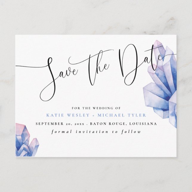 Aura Crystal Amethyst Save the Date Announcement Postcard (Front)