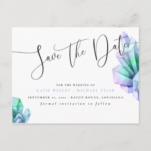 Aura Crystal Topaz Save the Date Announcement Postcard