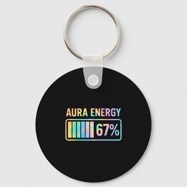 Aura Energy 67 Funny Six Seven Meme Gen Alpha Slan Keychain (Front)