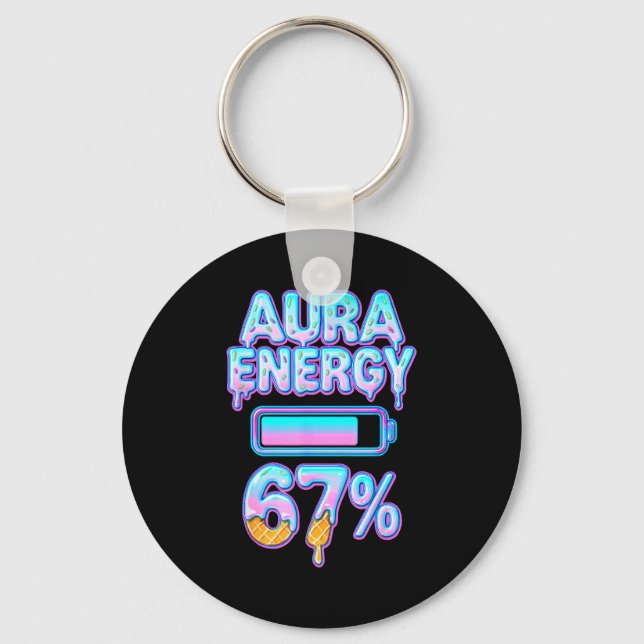 Aura Energy 67 Meme Ice Cream Drip 6 7 Funny Six S Keychain (Front)