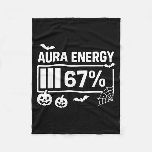 Aura energy 67 percent 6 7 meme halloween  fleece blanket
