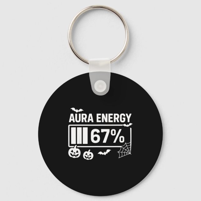 Aura energy 67 percent 6 7 meme halloween  keychain (Front)