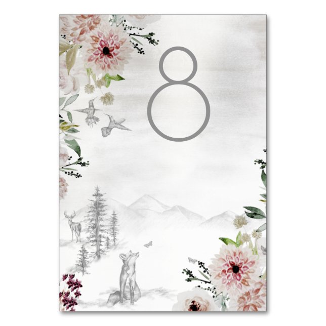 Aura Of Nature Wedding Table Number Card (Front)