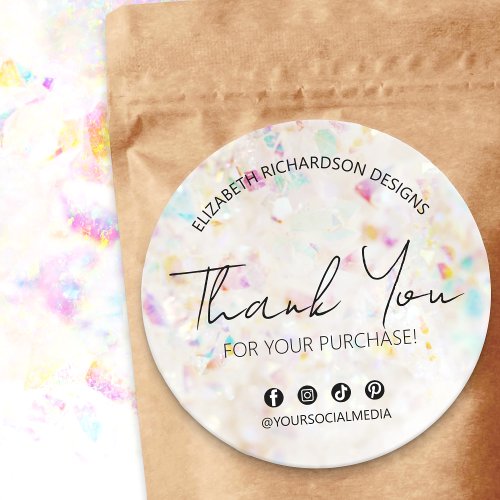 Aura Quartz Crystal Minimalist Thank You Order Classic Round Sticker