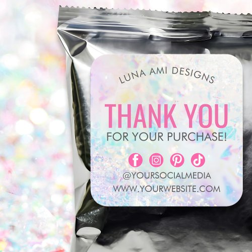 Aura Quartz Crystal Rainbow Modern Thank You Order Square Sticker