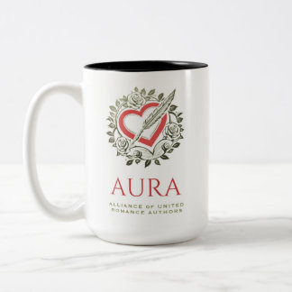 AURA red heart green wreath mug