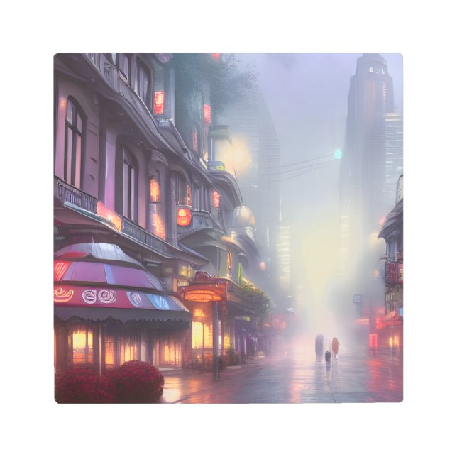 Auracore Fantasy Cityscape Metal Wall Art (Front)