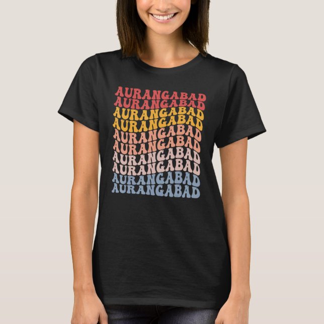 Aurangabad City Groovy Retro T-Shirt (Front)