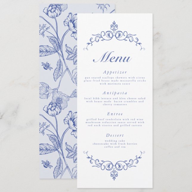AURELIA Chinoiserie French Victorian Menu Cards (Front/Back)