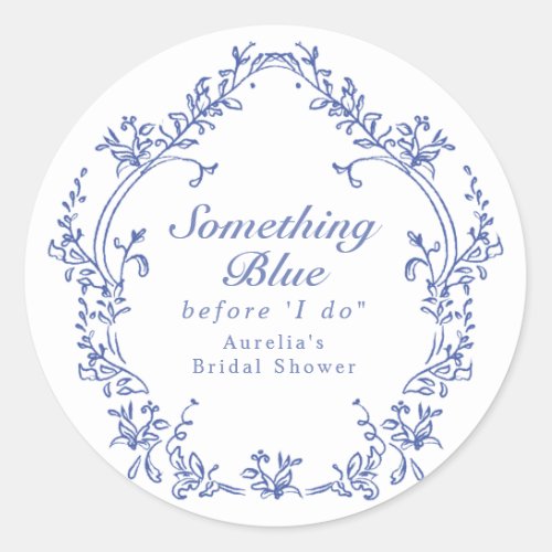 AURELIA Chinoiserie Something Blue Bridal Shower Classic Round Sticker