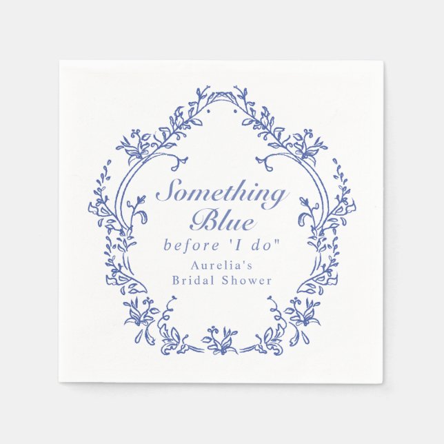 AURELIA Chinoiserie Something Blue Bridal Shower Napkins (Front)