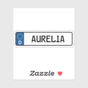 Aurelia German Car License Plate Sticker