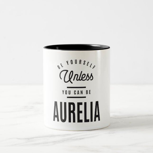 Aurelia Personalized Name  Two-Tone Coffee Mug (Center)