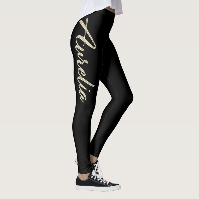 Aurelia white gold Handwriting trousers Leggings (Right)