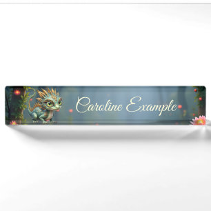 Auren – Little Emerald Forest Dragon Desk Name Plate