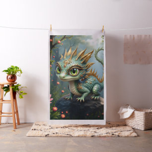 Auren – Little Emerald Forest Dragon  Fabric