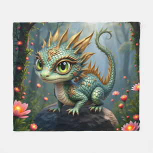 Auren – Little Emerald Forest Dragon Fleece Blanket