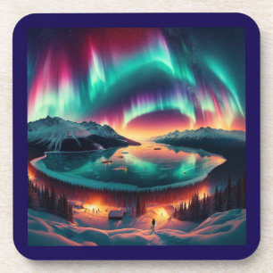 Aureola Borealis in Alaska Beverage Coaster