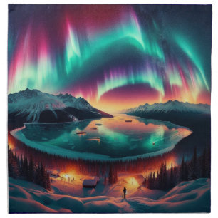 Aureola Borealis in Alaska Cloth Napkin