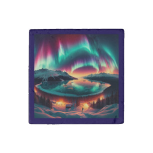 Aureola Borealis in Alaska Stone Magnet