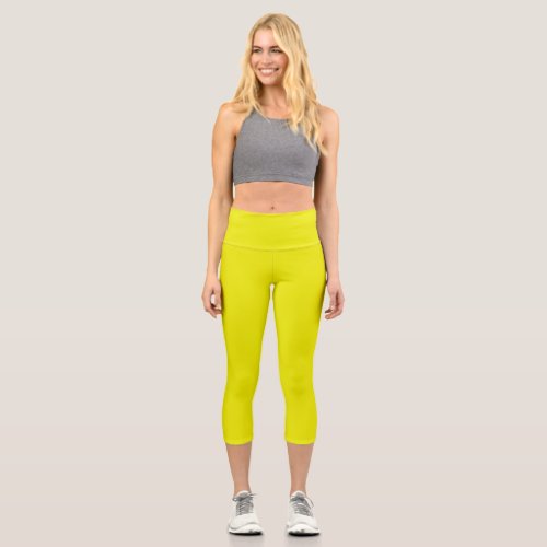 Aureolin solid color  capri leggings