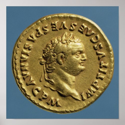 Aureus  of Nero  wearing a laurel wreath Poster