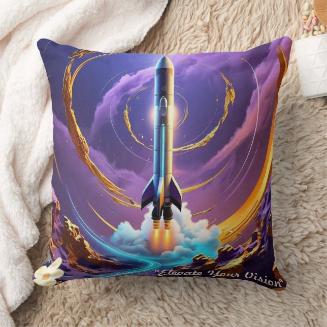 "Auric Launch Sequence" Throw Pillow (Blanket)