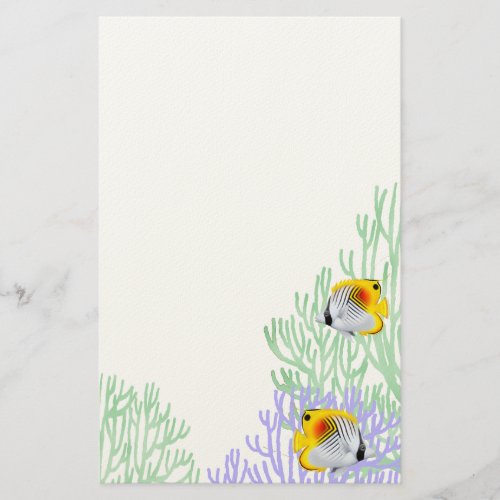 Auriga Threadfin Butterfly Fish in Corals Stationery