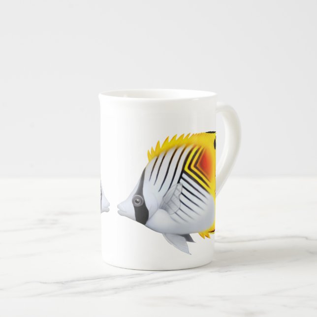 Auriga Threadfin Butterflyfish Bone China Mug (Front Right)