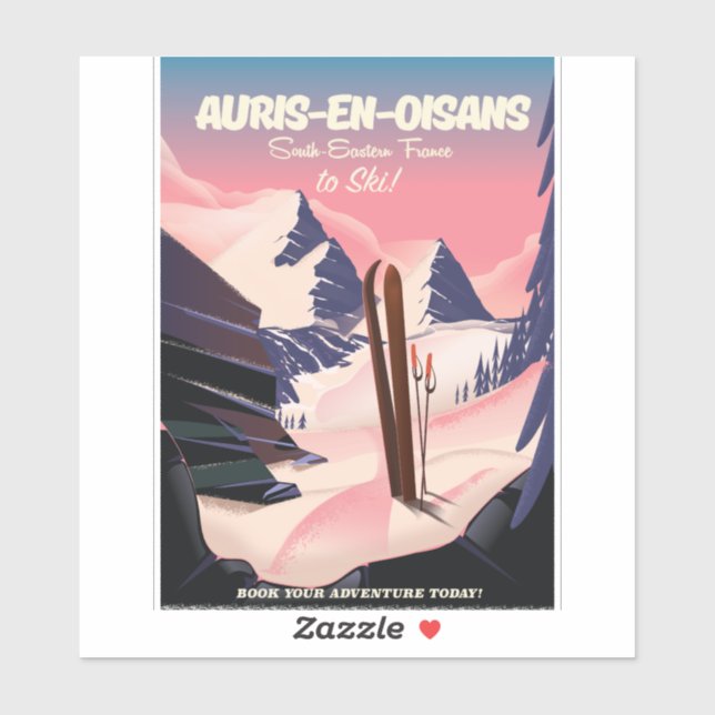 AURIS-EN-OISANS France ski poster Sticker (Sheet)