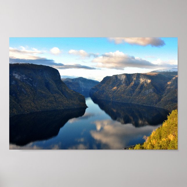 Aurlandsfjord Flam Norwegian Fjord Norway Poster (Front)