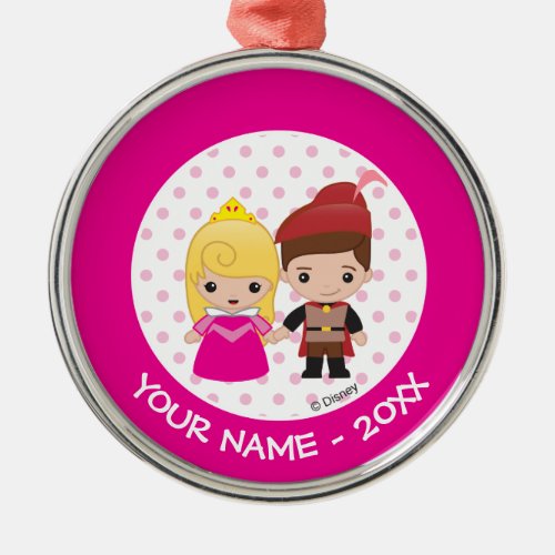 Aurora and Prince Philip Emoji Add Your Name Metal Ornament