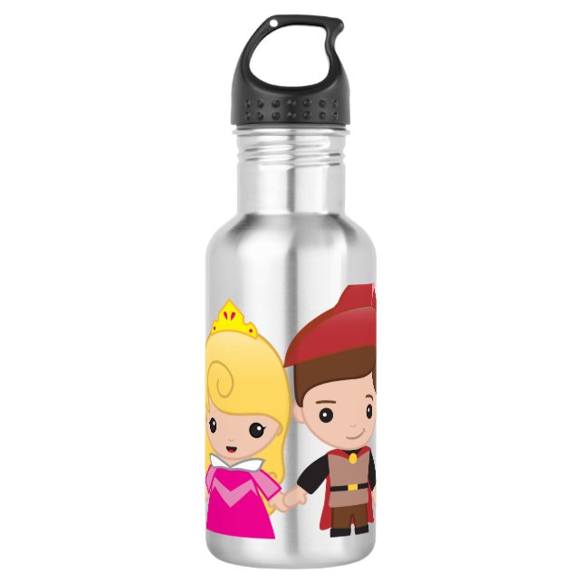 Aurora and Prince Philip Emoji Water Bottle (Front)