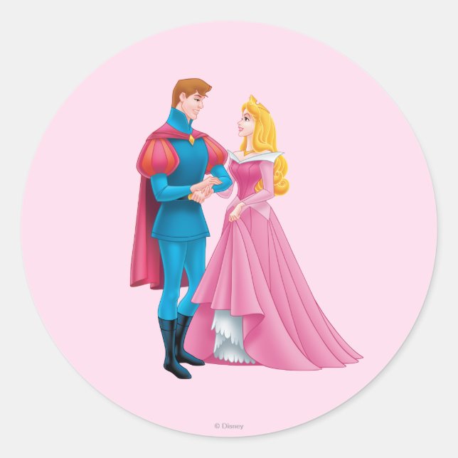Aurora and Prince Phillip Classic Round Sticker (Front)