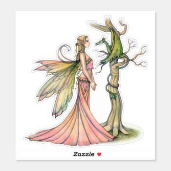 Aurora And The Dragon Fairy Art By Molly Harrison Sticker by robmolily at Zazzle