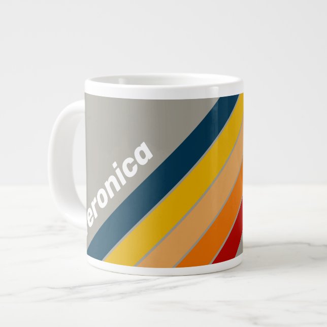 Aurora Arcade Striped with Name Giant Coffee Mug (Front Left)