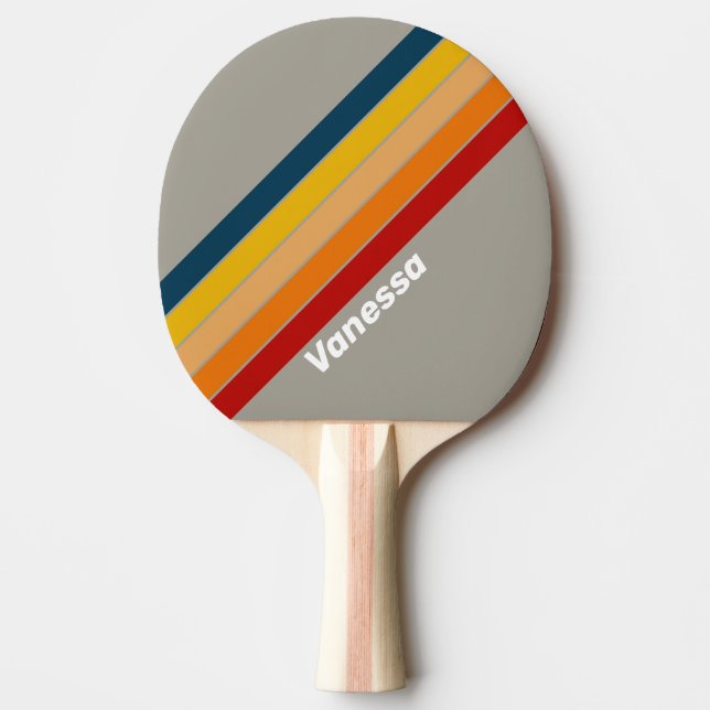 Aurora Arcade Striped with Name Ping Pong Paddle (Front)