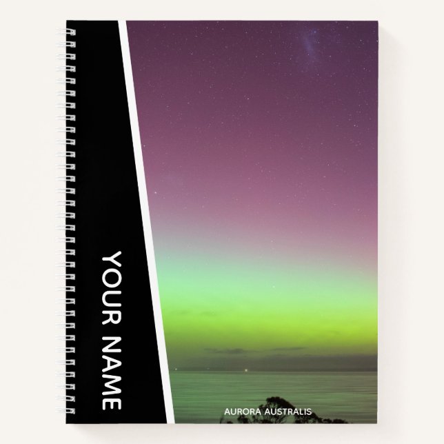Aurora Australis Southern Lights Australia Black Notebook (Front)