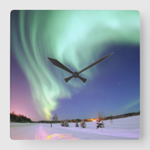Aurora - Beautiful Northern Lights Square Wall Clock