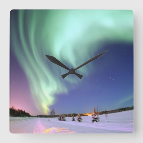 Aurora _ Beautiful Northern Lights Square Wall Clock