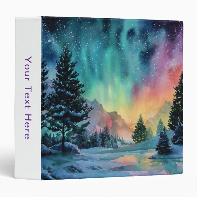 Aurora Borealis 3 Ring Binder (Front/Spine)