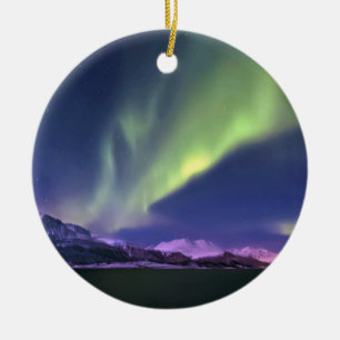 Aurora Borealis above Lyngenfjorden Norway Ceramic Ornament