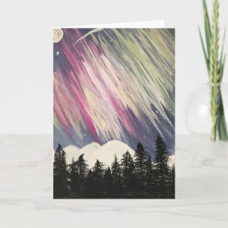 Aurora Borealis Above The Forest Card