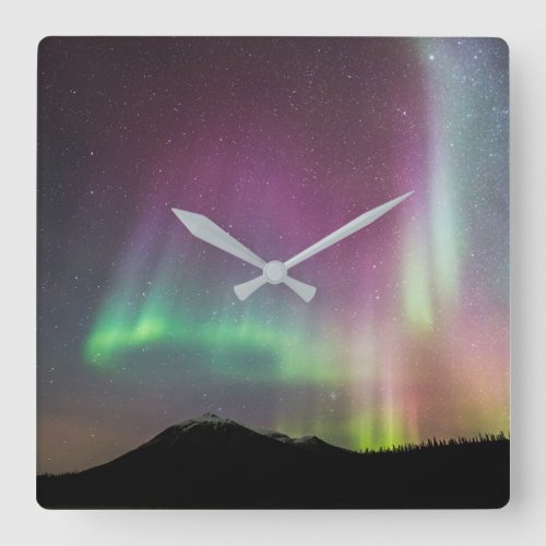 Aurora Borealis  Alaska Brooks Range Alaska Square Wall Clock